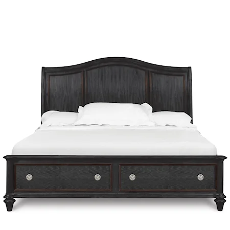 King Size Panel Bed with Storage Footboard